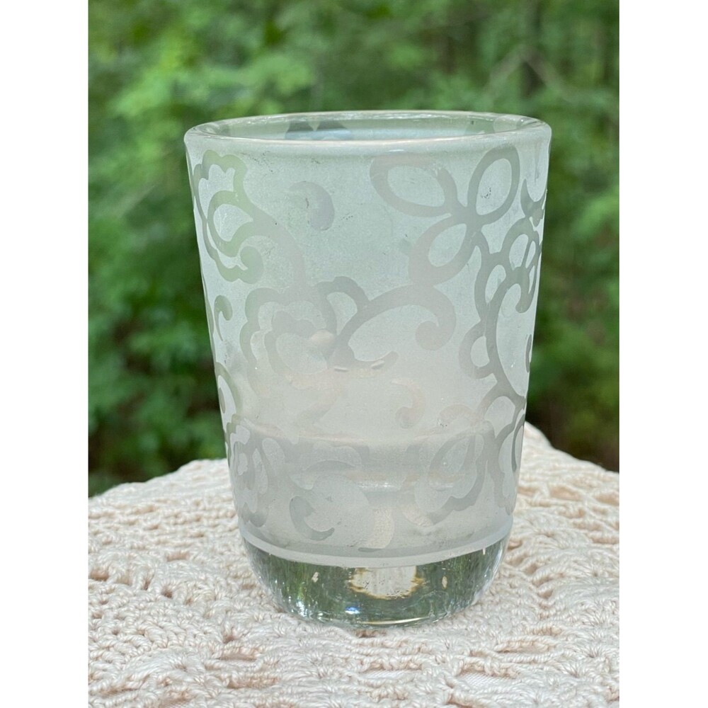 Lennox Heiress Frosted Silver Floral Glass Votive Candle Holder - Home Accents